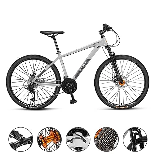 Mountain Bike : MADELL Bikes Wheels Adult Mountain Bike, Mountain Trail Bike High Carbon Steel Outroad Bicycles, 27-Speed Bicycle Full Suspension ​​Gears Dual Disc Brakes Mountain Bicycle / Grey / 26Inch 27Speed
