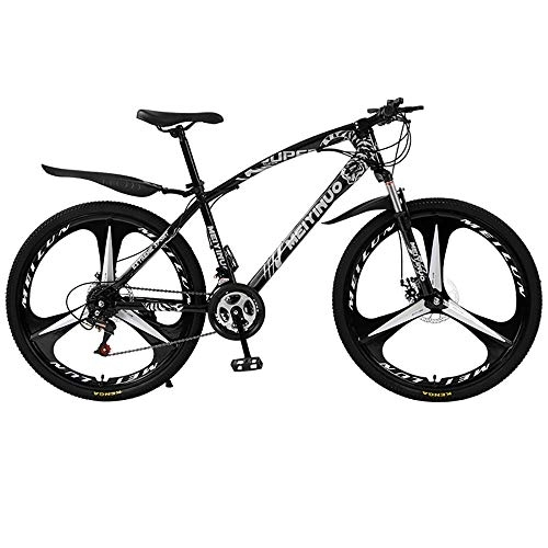 Mountain Bike : MATTE Adult Mountain Bikes with High Carbon Steel Frame, 26 Inch 24-Speed Gears Dual Disc Brakes Mountain Bicycle, Free Pedals and Seats, Unisex, Black