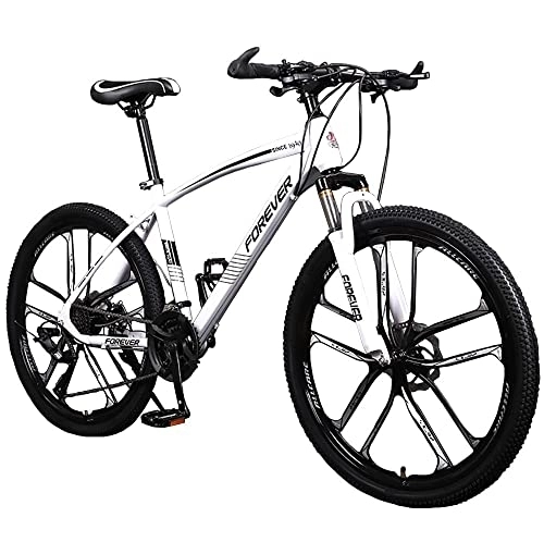 Mountain Bike : MDZZYQDS 26-inch Mountain Bike, Hardtail Mountain Bike High Carbon Steel Frame Double Disc Brake with front suspension adjustable seat, 27-speed Men and Women's Outdoor Cycling Road Bike
