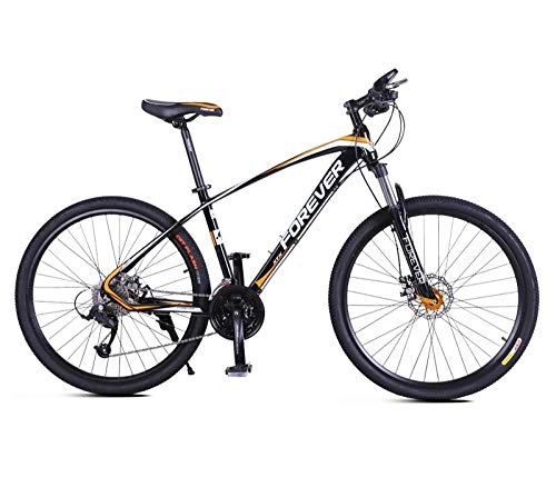 Mountain Bike : Men and women outdoor cross-country mountain bike sports and leisure city commuter car 26 inch 27 speed front and rear double disc brakes-Black orange_24 inch