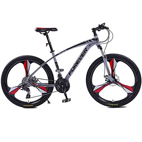 Mountain Bike : Men and women outdoor cross-country mountain bike sports and leisure city racing 24 speed / 26 inch cruiser front and rear mechanical disc brakes-27-speed-ya gray-one wheel