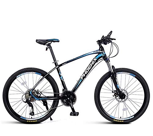 Mountain Bike : Men and women outdoor cross-country mountain bike sports and leisure city road racing 27 speed / oil disc aluminum frame one wheel-33 speed - black blue