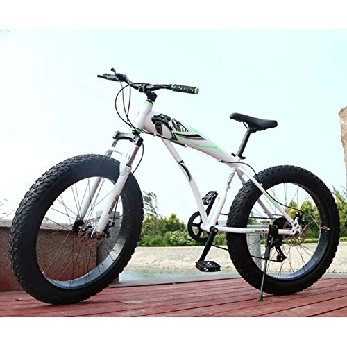 Mountain Bike : Men Fat Bike Outroad Mountain Bike, Double Disc Brake Double Suspension Bicycle Big Tires Widening, Adult Outroad Racing Cycling A Variety Of Colors Optional A -21 Speed-24 Inches