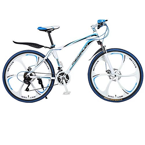 Mountain Bike : Men's And Women's Mountain Bikes, 26-Inch Dual-Disc Brakes Shock-Absorbing And Variable-Speed Integrated Wheels, Suitable for Adults And Students, Blue, 21 speed
