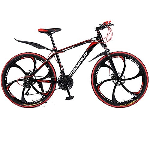 Mountain Bike : Men's And Women's Mountain Bikes, 26-Inch Dual-Disc Brakes Shock-Absorbing And Variable-Speed Integrated Wheels, Suitable for Adults And Students, Red, 21 speed