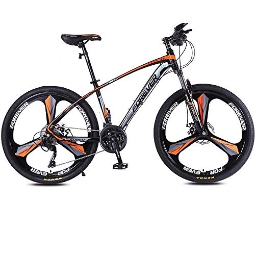 Mountain Bike : Men's and women's off-road mountain city bike 26 inch / 27 speed with disc brakes and suspension forks-gray orange-three knives-27.5 inches_30 speed-oil disc