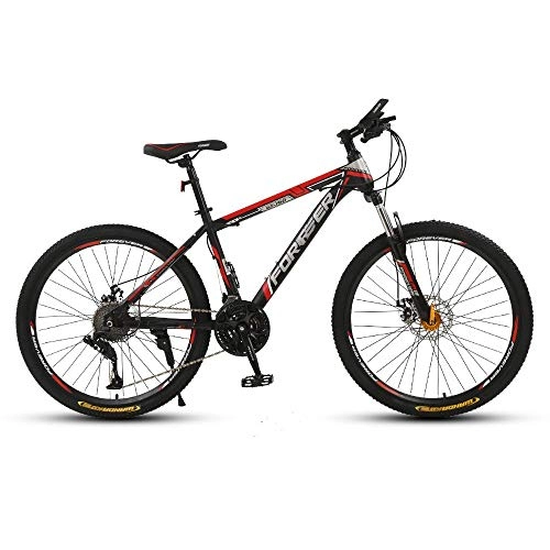 Mountain Bike : Men'S Mountain Bikes, High Carbon Steel Hard Tail Road Bike, Bike With Adjustable Front Suspension Seat, 21 / 24 / 27 / 30 Speed Dual Disc Brake Bike
