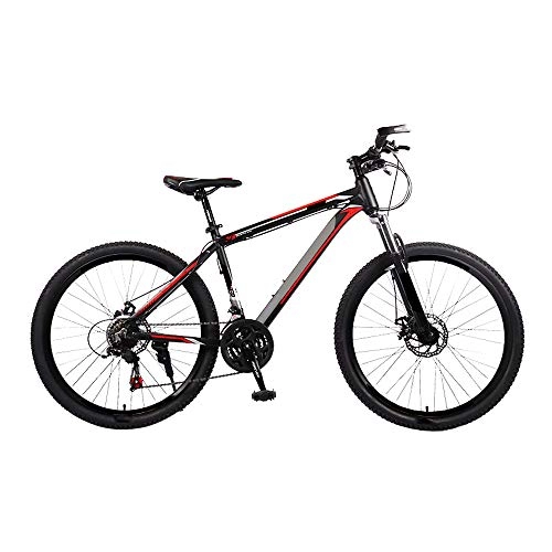 Mountain Bike : MH-LAMP Bike Front Suspension, Steel Frame Bicycle, Dual Disc Brakes, 21 Speed MTB, Mountain Bike Quick Release Seat, 26 Inch, Black