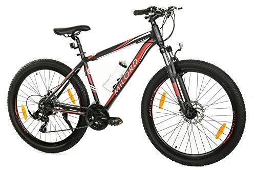 Mountain Bike : Milord. 27.5 inch 21 Speed Black and Red MTB Mountain Trekking Bike Viking