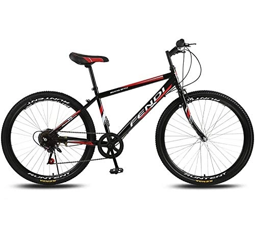 Mountain Bike : Minkui Male and female students shifting mountain bikes Outdoor off-road city road racing 21 speed front brakes rear disc brakes-7 speed - black red