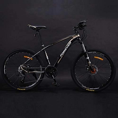 Mountain Bike : MIRC Authentic 2019 anti-carbon inner line mountain bike, adult men's bicycle competitive bicycle, light road double shock disc brakes variable speed mountain bike, Gold, L