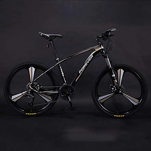 Mountain Bike : MIRC Authentic 2019 anti-carbon inner line mountain bike, adult men's bicycle competitive bicycle, light road double shock disc brakes variable speed mountain bike, Gold, S