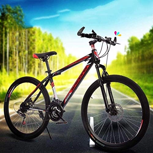 Mountain Bike : MJY Bicycle 26 inch Mountain Bikes, High-Carbon Steel Hard Tail Bike, Off-Road Bicycle Adjustable Seat, High Carbon Steel Frame, Double Shock Absorption 7-2, Black Red