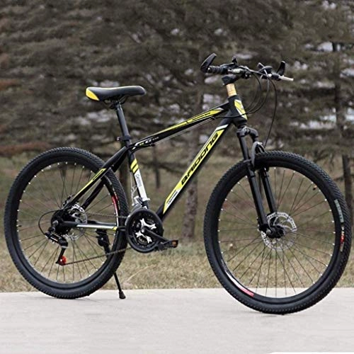 Mountain Bike : MJY Bicycle 26 inch Mountain Bikes High-Carbon Steel Hard Tail Bike Off-Road Mountain Bicycle Adjustable Seat Frame Double Shock Absorption 6-11, Black Yellow
