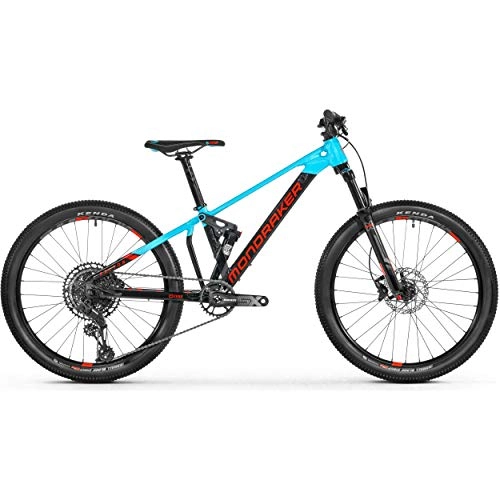 Mountain Bike : Mondraker Kids Factor 24" 2021 Mountain Bike - Gloss Black / Gloss Light Blue / Flame Red