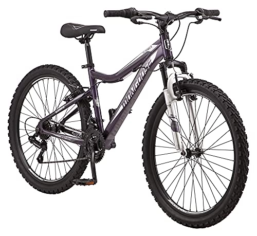Mountain Bike : Mongoose Flatrock Womens Hardtail Mountain Bike, 26-Inch Wheels, 21 Speed Twist Shifters, 16-Inch Aluminum Frame, Purple