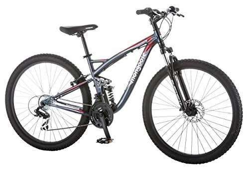 Mountain Bike : Mongoose Men's Status 2.4 27.5" Wheel Full Suspension Bicycle, Steel Blue, 18" / Medium Frame Size