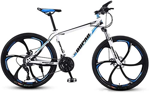 Mountain Bike : Mountain Bicycle 24 / 26 Inch Multiple Variable Speed 21 / 24 / 27 / 30 Speed Bicycle Adult Men and Women MTB Bike Double Disc Brake High Carbon Steel Frame Urban Track Damping Bike White-21 speed_24 inches