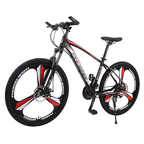 Mountain Bike : Mountain Bicycle 26 Inch Wheel Dual Full Suspension Mountain Bike 27 Speed Aluminum Alloy Frame with Disc Brakes and Suspension Fork (Red)