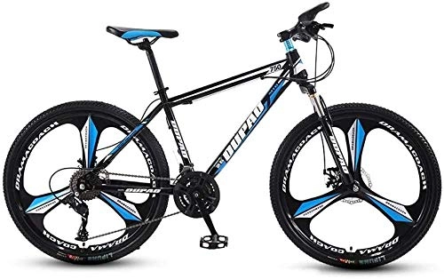 Mountain Bike : Mountain Bicycle Multiple Variable Speed 21 / 24 / 27 / 30 Speed Bicycle Adult 24 / 26 Inch Adult Men and Women Travel MTB Bike Double Disc Brake High Carbon Steel Frame Urban Track Bike Blue-30 speed_26 inc