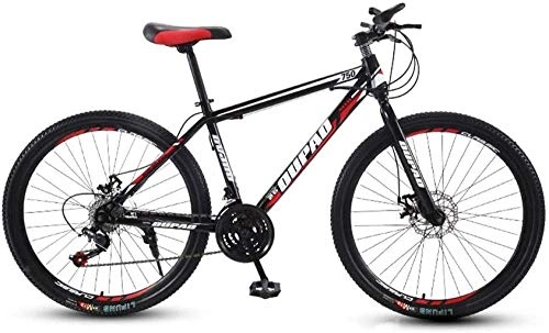 Mountain Bike : Mountain Bicycle Multiple Variable Speed 21 / 24 / 27 Speed Bicycle Adult 24 / 26 Inch Adult Men and Women MTB Bike Double Disc Brake High Carbon Steel Frame Urban Track Bike Black-27 speed_24 inches