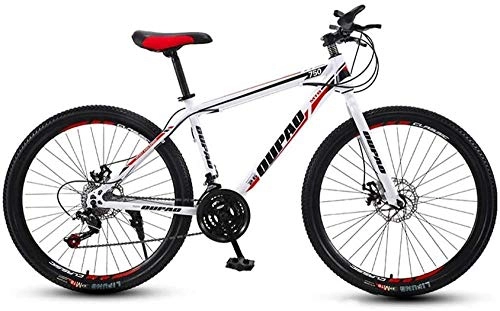 Mountain Bike : Mountain Bicycle Multiple Variable Speed 21 / 24 / 27 Speed Bicycle Adult 24 / 26 Inch Adult Men and Women MTB Bike Double Disc Brake High Carbon Steel Frame Urban Track Bike White-21 speed_26 inches