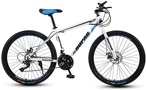 Mountain Bike : Mountain Bicycle Multiple Variable Speed 21 / 24 / 27 Speed Bicycle Adult 24 / 26 Inch Adult Men and Women Travel MTB Bike Double Disc Brake High Carbon Steel Frame Urban Track Bike White-24 speed_26 inche