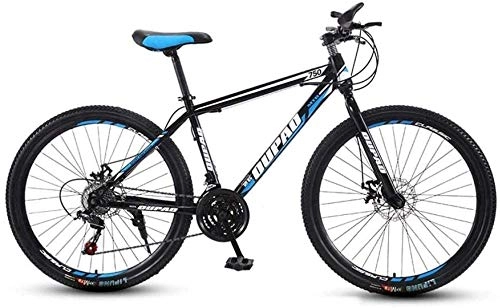Mountain Bike : Mountain Bicycle Multiple Variable Speed Bicycle Adult 24 / 26 Inch Adult Men and Women Travel MTB Bike Double Disc Brake High Carbon Steel Frame Urban Track Bike Black Blue, 21 Speed, 24 Inch