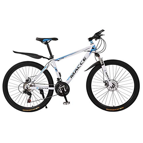 Mountain Bike : Mountain Bike, 21 Speed Bicycle, Full Suspension Road Bikes with Disc Brakes, High-Carbon Steel Mountain Bike, for Men / Women, White, 26 inch