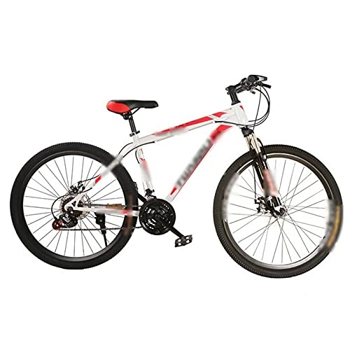 Mountain Bike : Mountain Bike 21 Speed MTB 26 Inches Wheels, Adult Variable Speed Dual Suspension Mountain Bicycle (Color : White red, Size : 26inch)