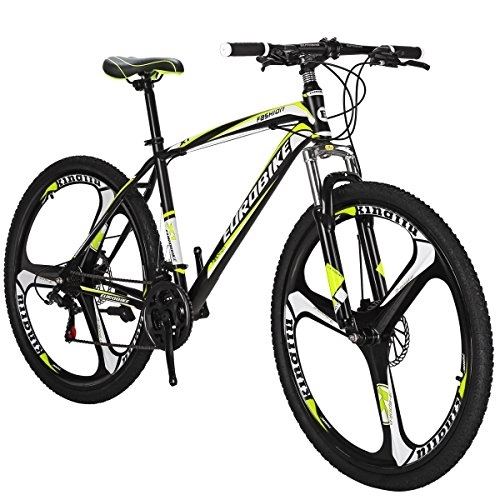 Mountain Bike : Mountain Bike, 21 Speeds Bike, 17.5Inch Carbon Steel Frame, 27.5 Inch Wheels, Disc Brakes, Multiple Colors[UK In Stock] (K-yellow)
