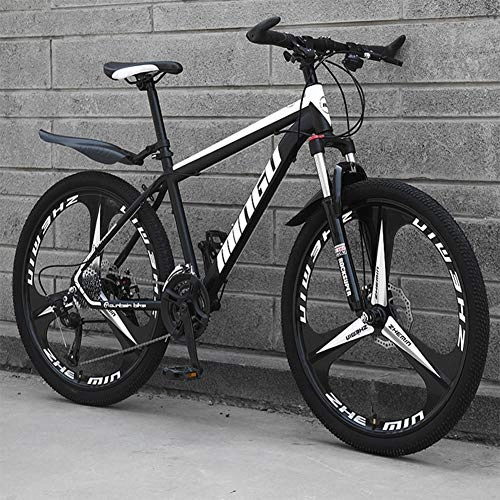 Mountain Bike : Mountain Bike 24 Inches, Double Disc Brake Frame Bicycle Hardtail with Adjustable Seat, Country Men's Mountain Bikes 21 / 24 / 27 / 30 Speed, Black and white, 27 speed