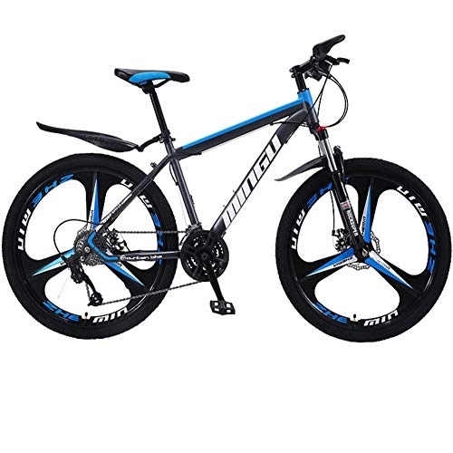 Mountain Bike : Mountain Bike 24 Inches, Double Disc Brake Frame Bicycle Hardtail with Adjustable Seat, Country Men's Mountain Bikes 21 / 24 / 27 / 30 Speed, Gray blue, 21 speed