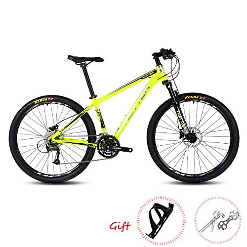 Mountain Bike : Mountain Bike 26 / 27.5Inch SHIMANO M370-27 Speeds Adults Off-road Bike with Shock Absorber and Dual Line Disc Brake Mens Womens Ultralight Aluminum Alloy Bicycles, Yellow, 26"*15.5