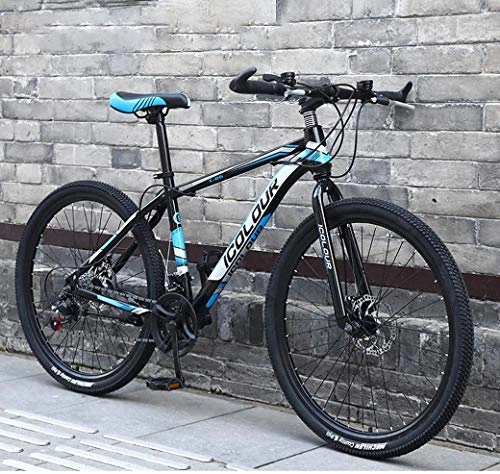 Mountain Bike : Mountain Bike 26" for Adult Lightweight Aluminum Frame Front And Rear Disc Brakes Twist Shifters Through 21 Speeds, Black Blue, 24Speed XIUYU (Color : Black Blue)