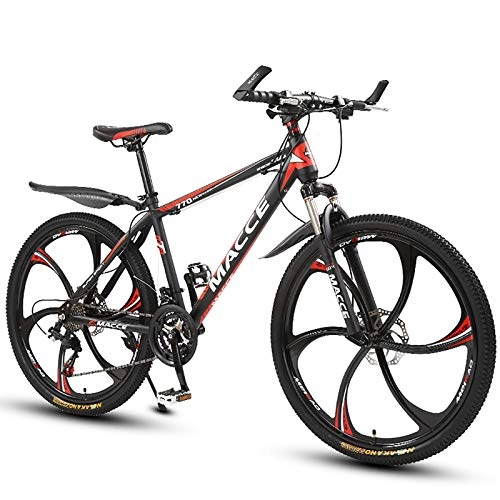 Mountain Bike : Mountain Bike - 26 Inch - 21, 24 Or 27-Speed Gears, Fork Suspension - Bicycle for Men And Women Mountain Bike Bicycle Adult Road Racing Race Bikes Double Disc Brake, Red, 24 Speed Gears