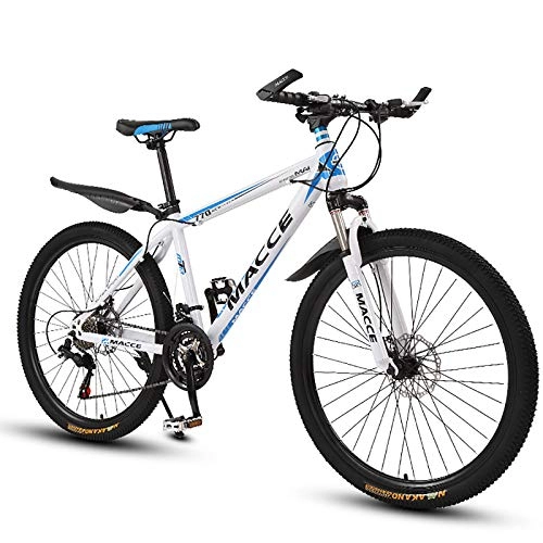 Mountain Bike : Mountain Bike - 26 Inch - 21, 24 Or 27-Speed Gears, Fork Suspension - Bicycle for Men And Women Mountain Bike Bicycle Adult Road Racing Race Bikes Double Disc Brake, White, 27 Speed Gears