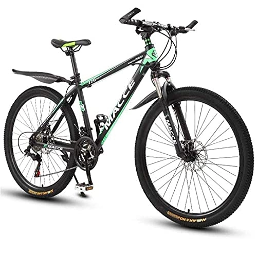 Mountain Bike : Mountain Bike, 26-inch Adult Mountain Bike Male And Female Mountain Bike, Light Carbon Steel Frame (Color : Green, Size : 21 speed)