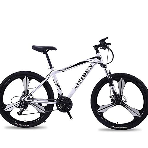 Mountain Bike : Mountain Bike 26 Inch Adult Speed Shift One Wheel Three Knife Double Disc Brakes Road Bicycle-Black and White_27 Speed