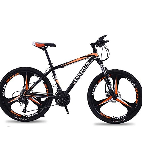 Mountain Bike : Mountain Bike 26 Inch Adult Speed Shift One Wheel Three Knife Double Disc Brakes Road Bicycle-Black Orange_24speed