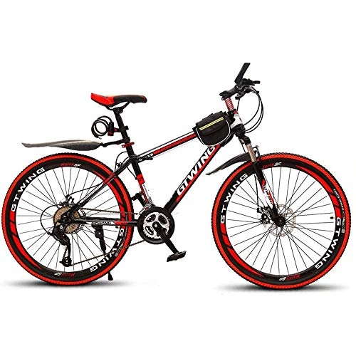 Mountain Bike : Mountain Bike, 26 Inch Bike, Double Disc Brake Bicycle, Road Bicycle, Hard Tail Bike, Bicycle, Adult Student Bike, Red, 26 inches