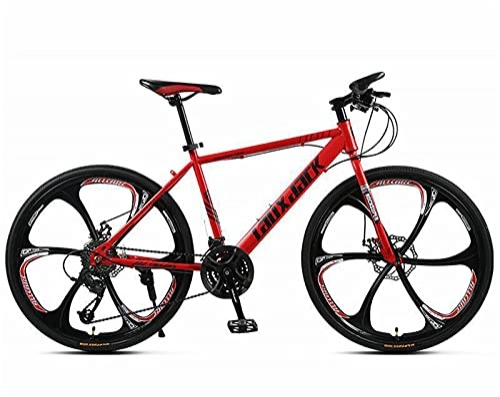 Mountain Bike : Mountain Bike 26 Inch Carbon Steel Bike Full Suspension Double Disc Brake 27 / 30 Speed Male And Female Adult Mountain Bike, Red, 30 speed