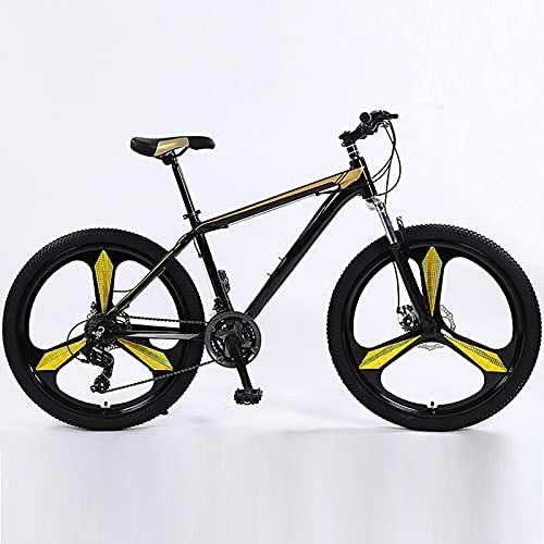 Mountain Bike : Mountain Bike, 26-Inch High-Carbon Steel 3-Spoke Wheels Double Disc Brake MTB Bicycle Adult Student Outdoors Sport Cycling, Gold, 27 speed