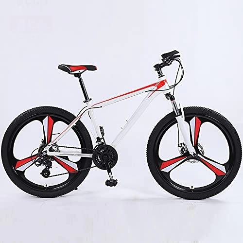 Mountain Bike : Mountain Bike, 26-Inch High-Carbon Steel 3-Spoke Wheels Double Disc Brake MTB Bicycle Adult Student Outdoors Sport Cycling, White, 27 speed