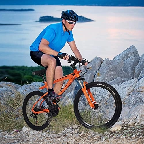 Mountain Bike : Mountain Bike 26-inch Outdoor Sports, 21-Speed , Lightweight Aluminum Mountain Bicycle For Men And Women Boys 18 Bike Rim (Orange, 136*71*20CM)