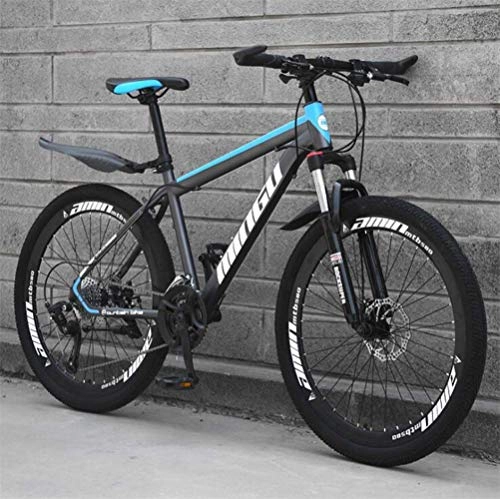 Mountain Bike : Mountain Bike 26 Inch Wheel Unisex Dual Suspension High-carbon Steel City Road Bicycle (Color : Black blue, Size : 30 Speed)