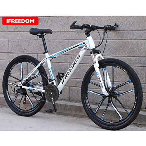 Mountain Bike : Mountain Bike, 26 inch Wheels, Mountain Trail Bike Folding Outroad Bicycles, 21-Speed Bicycle Full Suspension MTB Gears Dual Disc Brakes Mountain Bicycle (Blue)