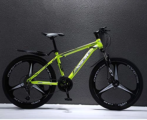 Mountain Bike : Mountain Bike 26 Inches, Carbon Steel Mountain Bike 27 Speed Bicycle Full Suspension MTB 3 Cutter Wheel, Racing Bicycle Outdoor Cycling, Double disc brake, Green