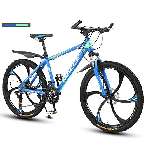 Mountain Bike : Mountain Bike 26 Inches, Double Disc Brake Frame Bicycle Hardtail with Adjustable Seat, Country Female-Male Mountain Bikes 21 / 24 / 27Speed, Blue, 24 speed