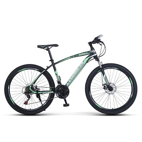 Mountain Bike : Mountain Bike 26 Inches Spoke Wheels Mountain Bikes For Men Woman Adult And Teens 21 / 24 / 27 Speed Dual Disc Brake Bicycle Carbon Steel Frame With Double Disc Brake / Lockable (Size:21 Speed, Color:Green)